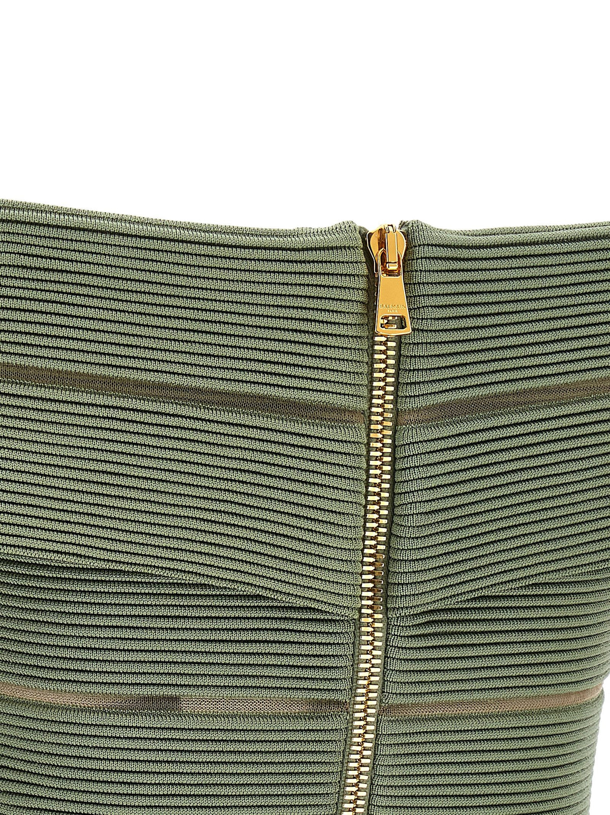 Balmain Off the Shoulder Crop Top Green, view 5