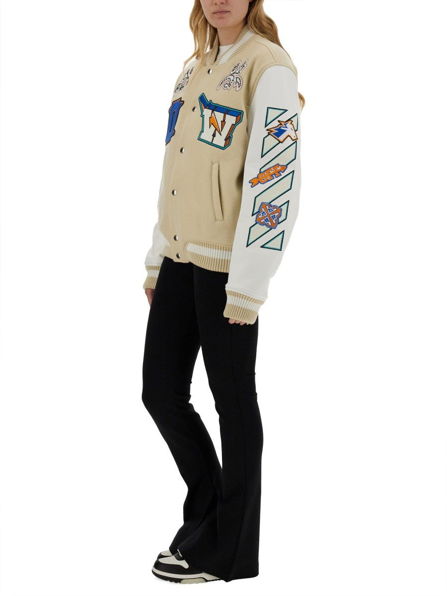Off-white - Off White Varsity Jacket - Woman-&gt;Clothing-&gt;SPORTS JACKETS