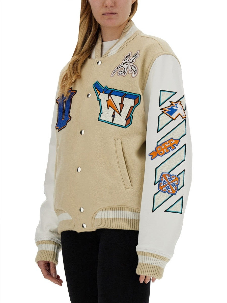Off-white - Off White Varsity Jacket - Woman-&gt;Clothing-&gt;SPORTS JACKETS