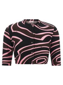 Emilio Pucci Onde Cropped Cardigan Blue