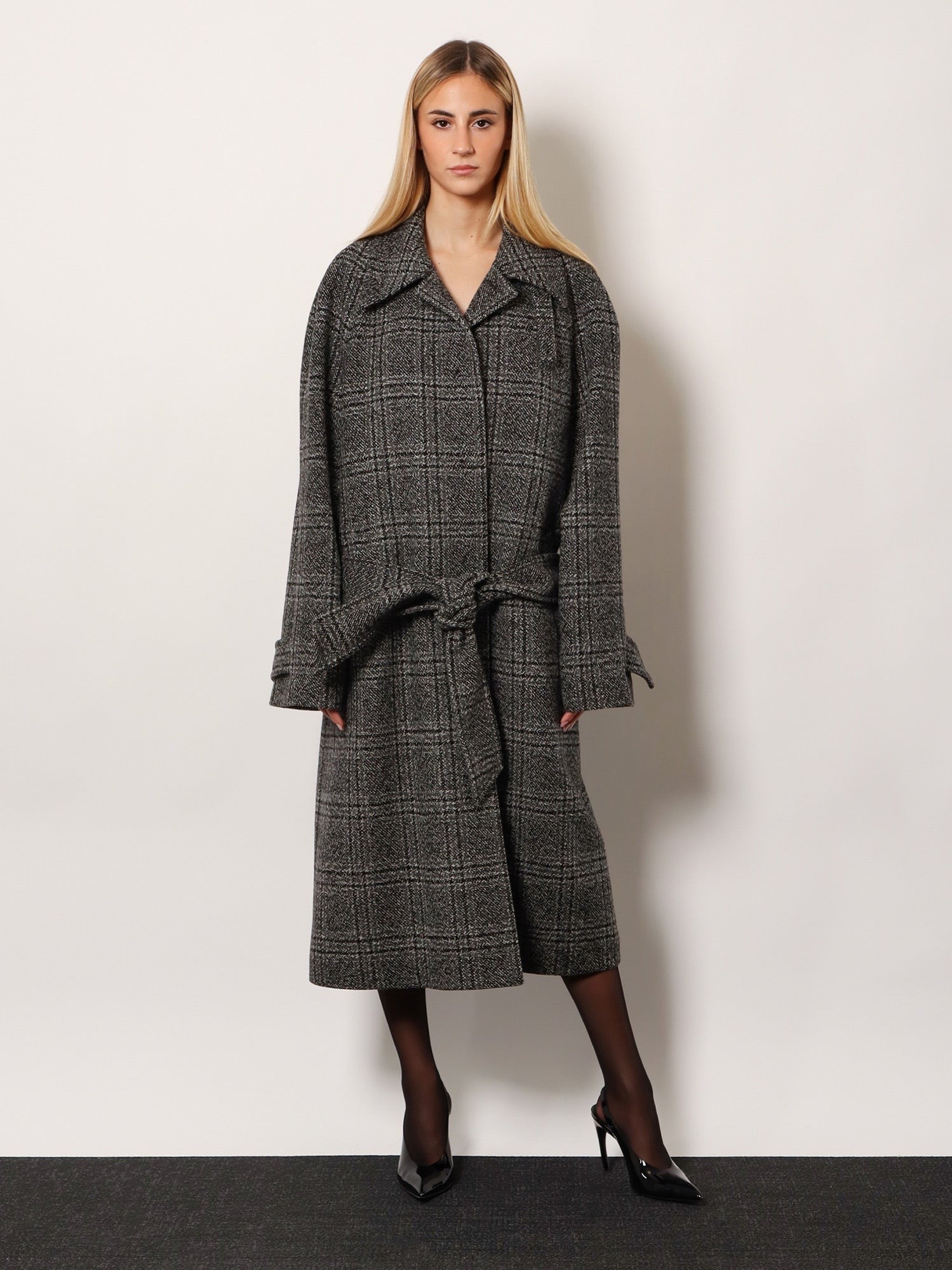 Balenciaga Women's One Layer Raglan Wool Coat Black