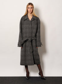 Balenciaga Women's One Layer Raglan Wool Coat Black