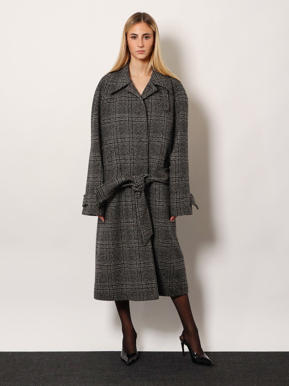 Balenciaga Women's One Layer Raglan Wool Coat Black, view 2