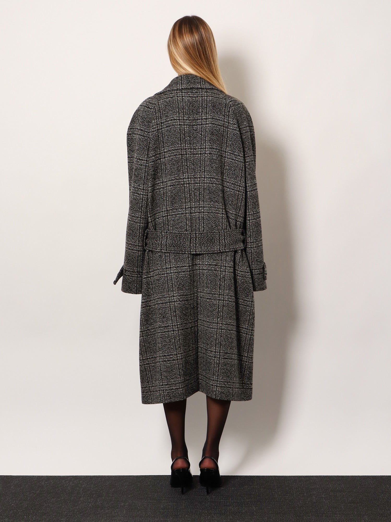 Balenciaga Women's One Layer Raglan Wool Coat Black