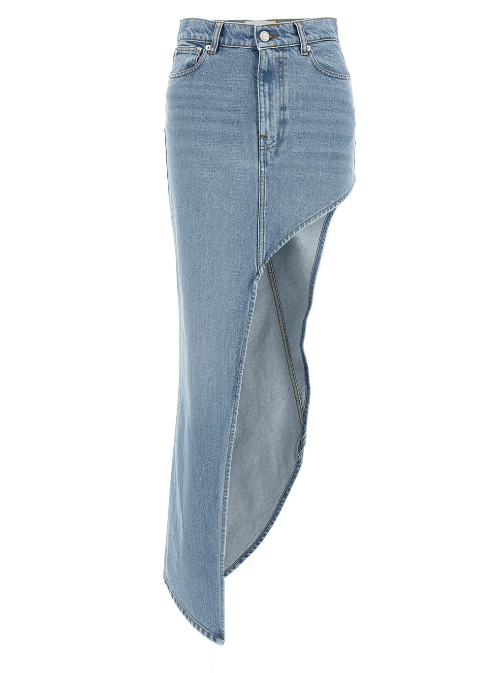 Coperni One Leg Denim Skirt Blue