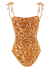 Kiton One Piece Swimsuit Off the Shoulder Brown