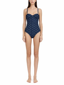 Tory Burch Women's One Piece Swimsuit Blue