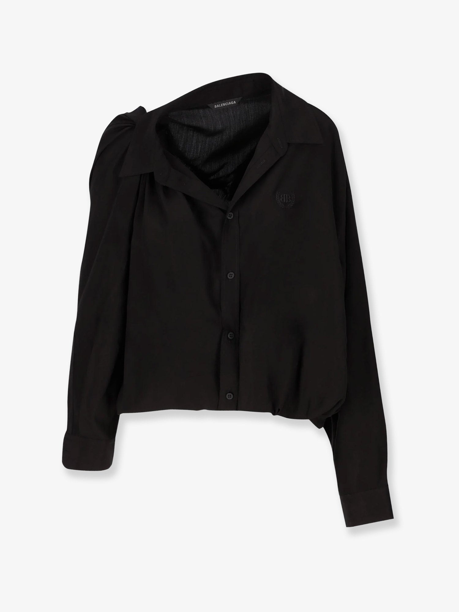 Balenciaga Women's One Shoulder Lyocell Shirt Black