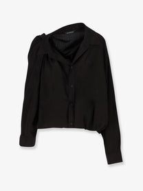 Balenciaga Women's One Shoulder Lyocell Shirt Black