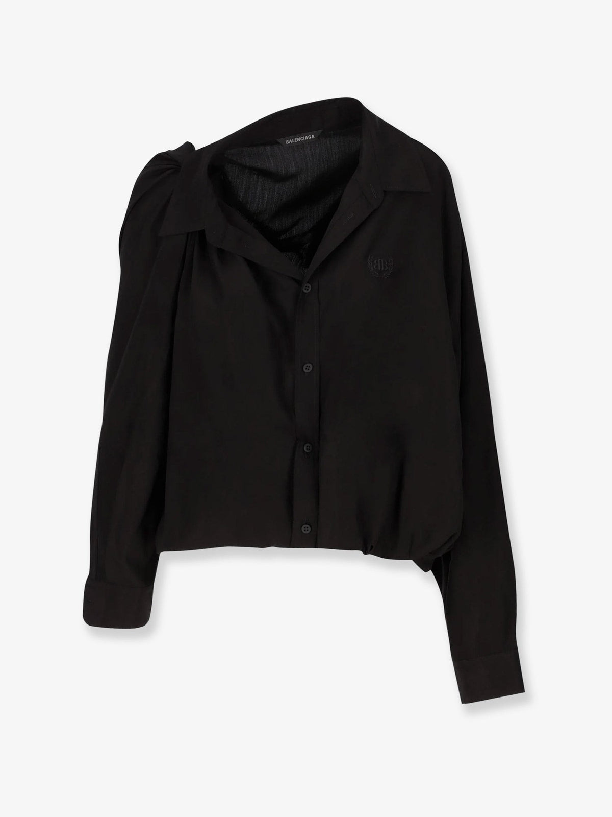 Balenciaga Women's One Shoulder Lyocell Shirt Black