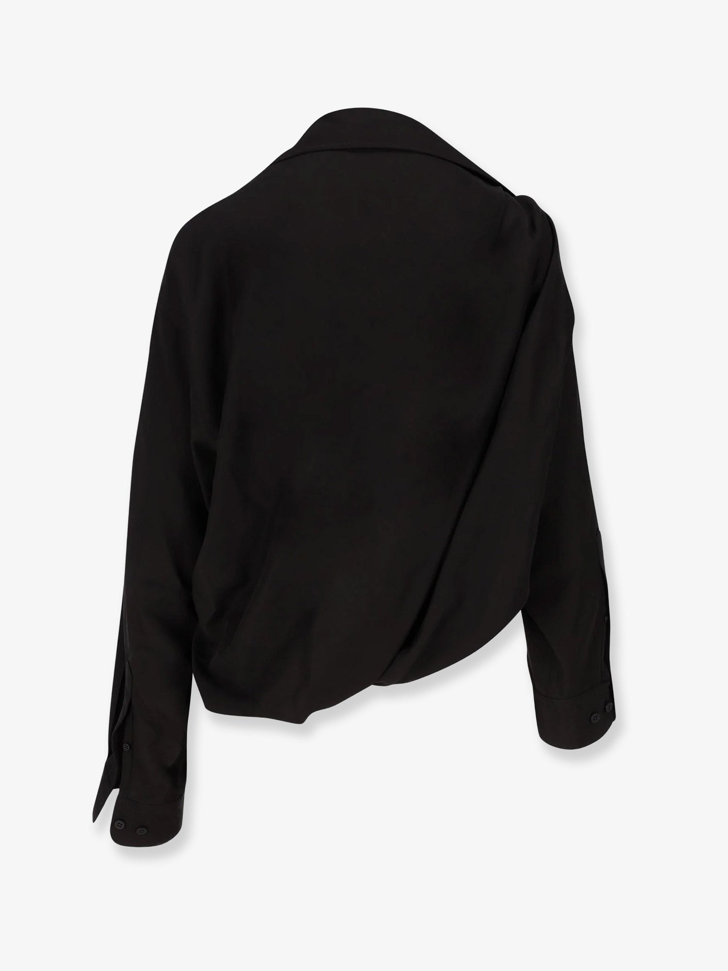 Balenciaga Women's One Shoulder Lyocell Shirt Black