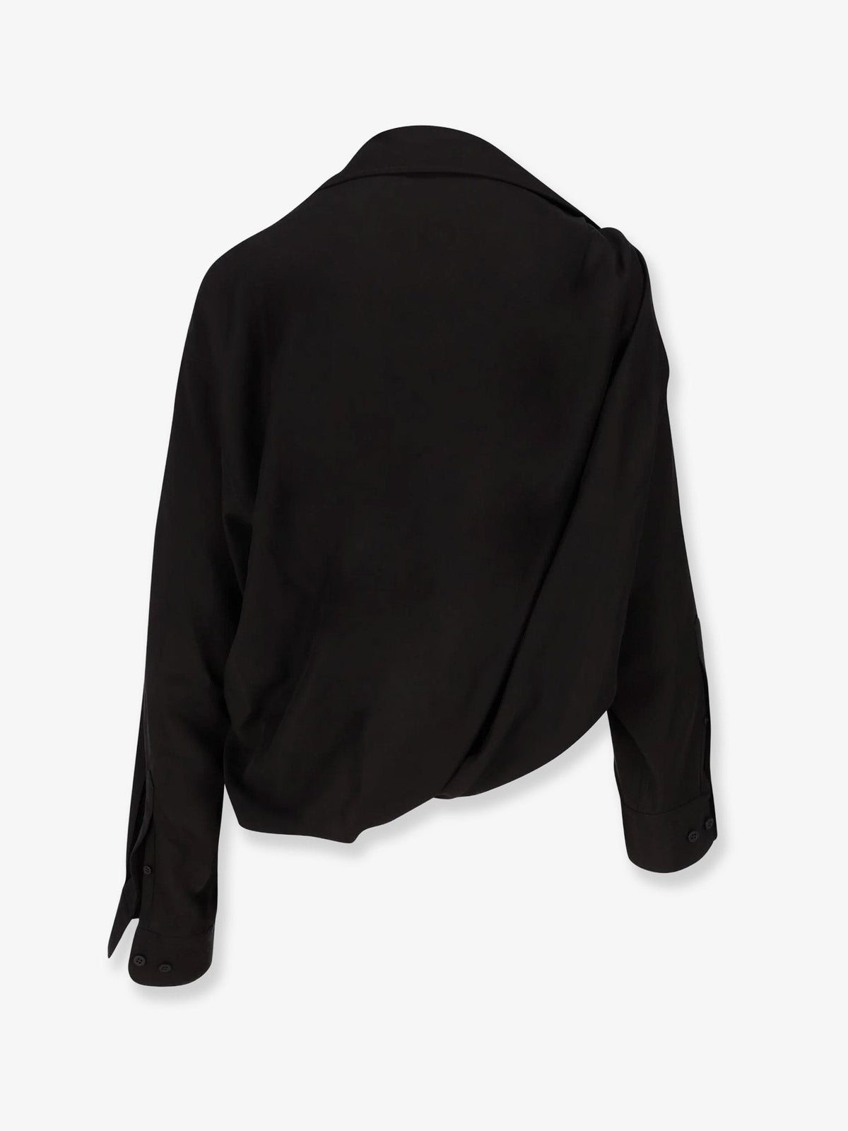 Balenciaga Women's One Shoulder Lyocell Shirt Black, view 4