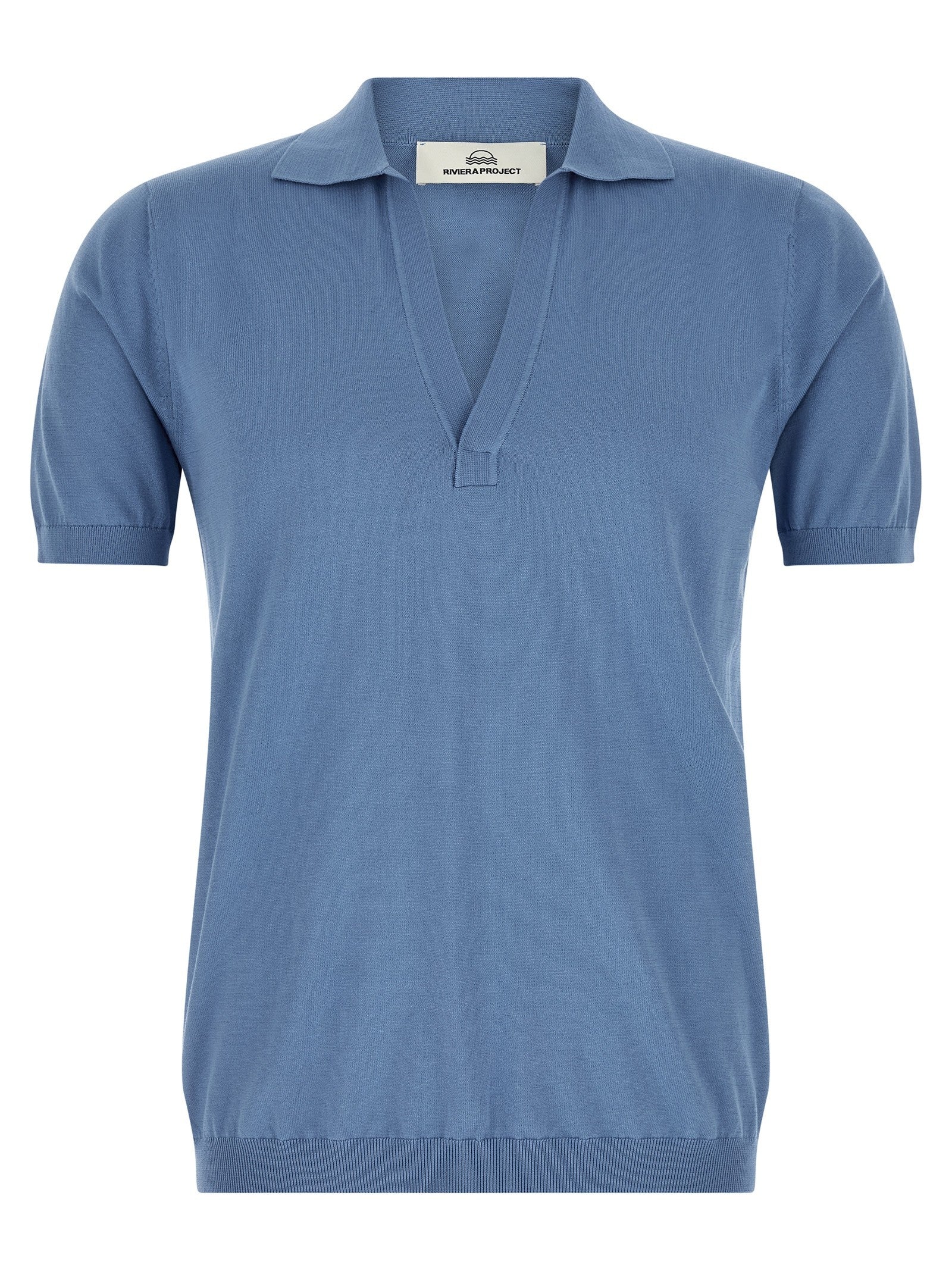 Riviera Project Open Collar Polo Shirt Blue