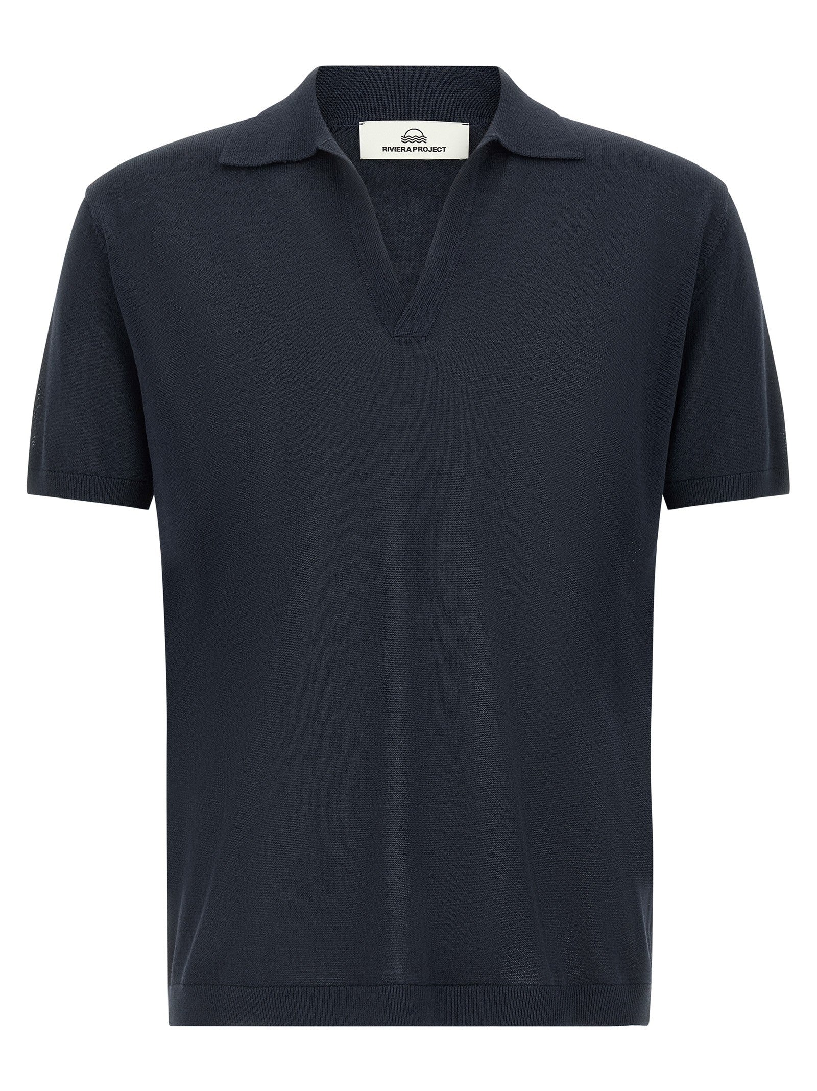 Riviera Project Open Collar Polo Shirt Blue