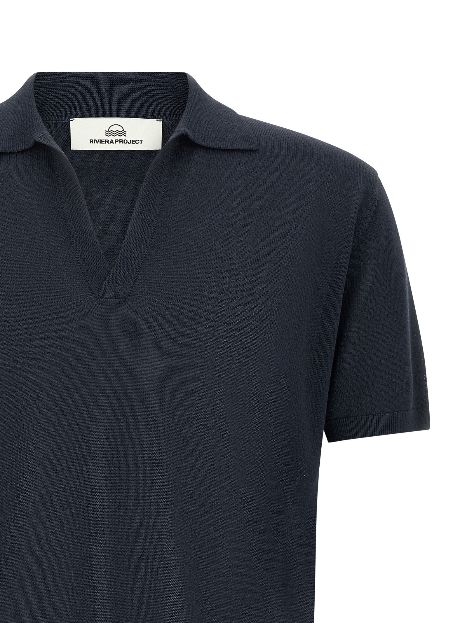Riviera Project Open Collar Polo Shirt Blue