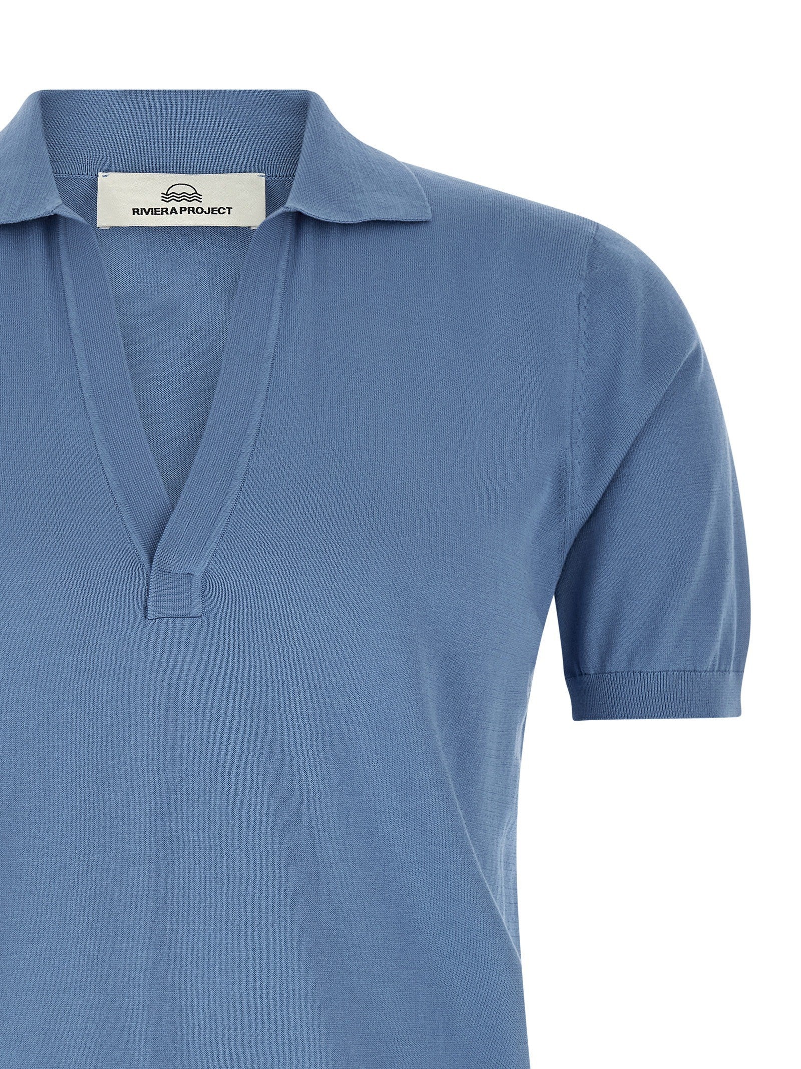 Riviera Project Open Collar Polo Shirt Blue