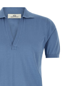 Riviera Project Open Collar Polo Shirt Blue