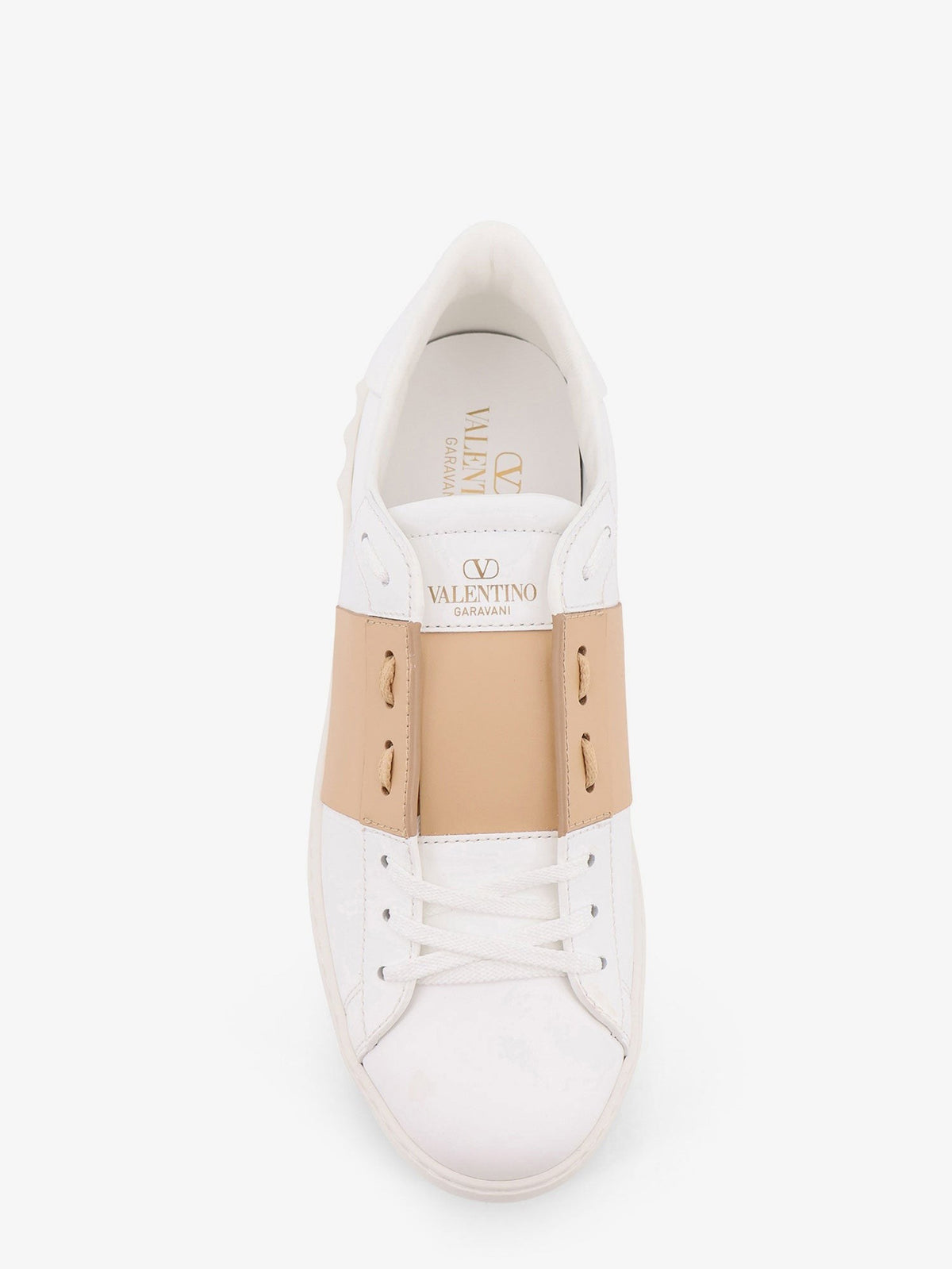 Valentino Men's Open Leather Sneakers White, view 5