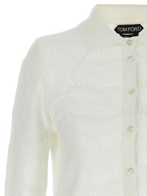Tom Ford Openwork Cardigan White