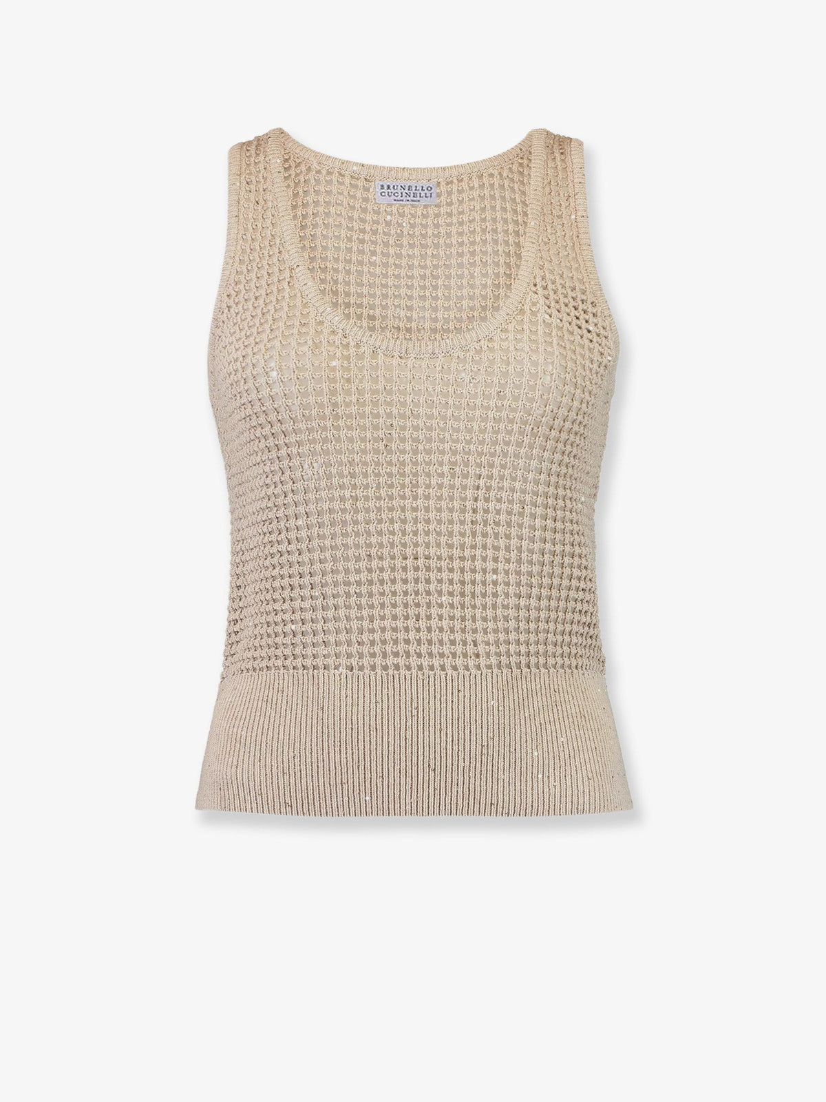 Brunello Cucinelli Women's Openwork Cotton Knit Top AVENA