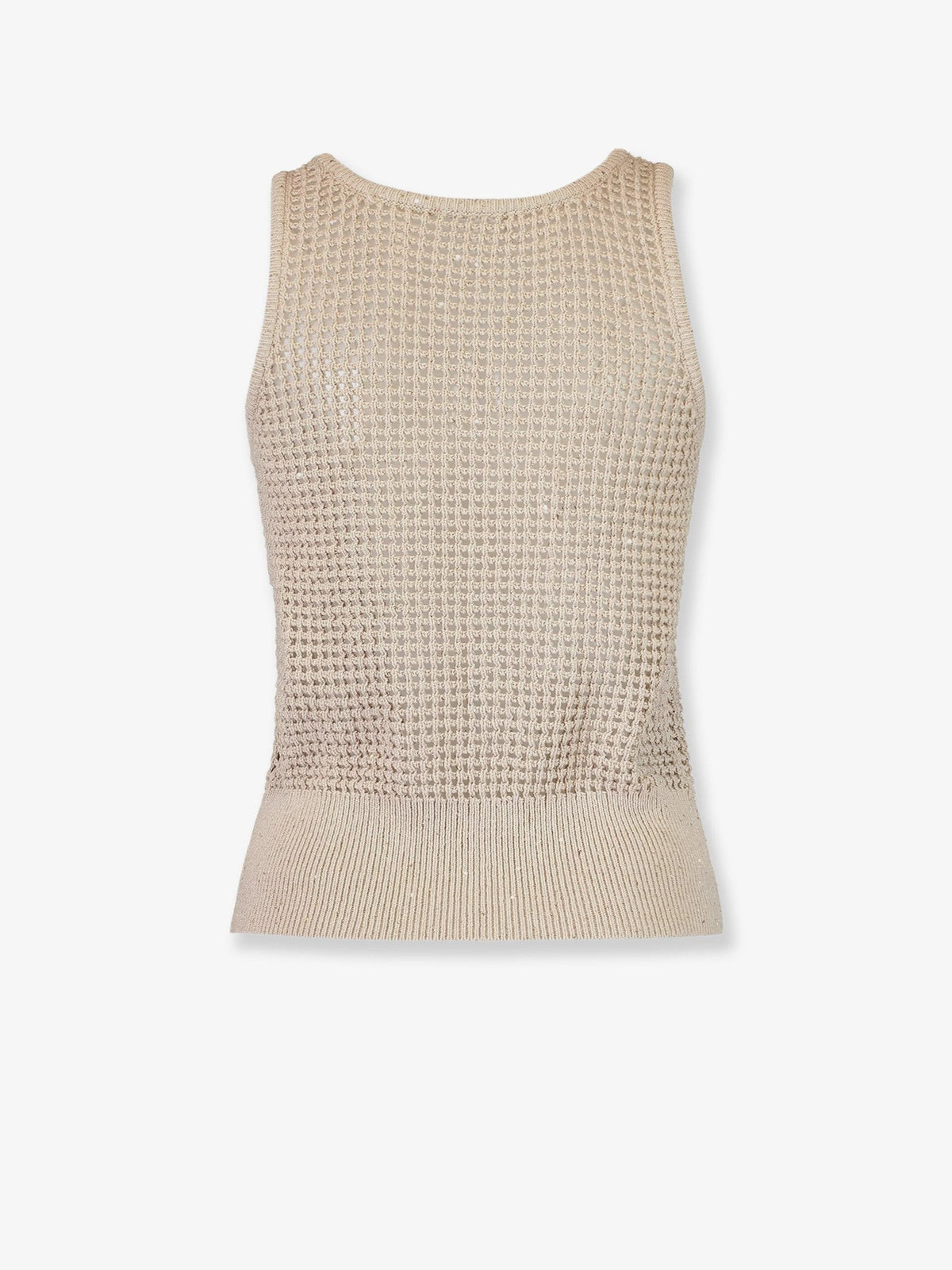 Brunello Cucinelli Women's Openwork Cotton Knit Top AVENA