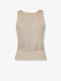 Brunello Cucinelli Women's Openwork Cotton Knit Top AVENA