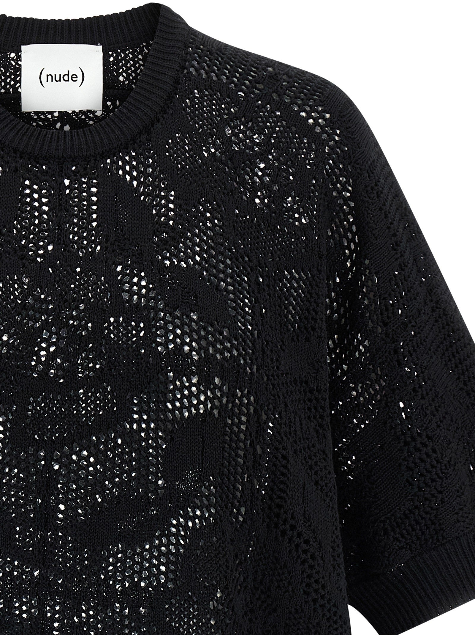 Nude Lucy Openwork Cotton Sweater Black