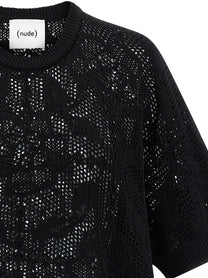 Nude Lucy Openwork Cotton Sweater Black