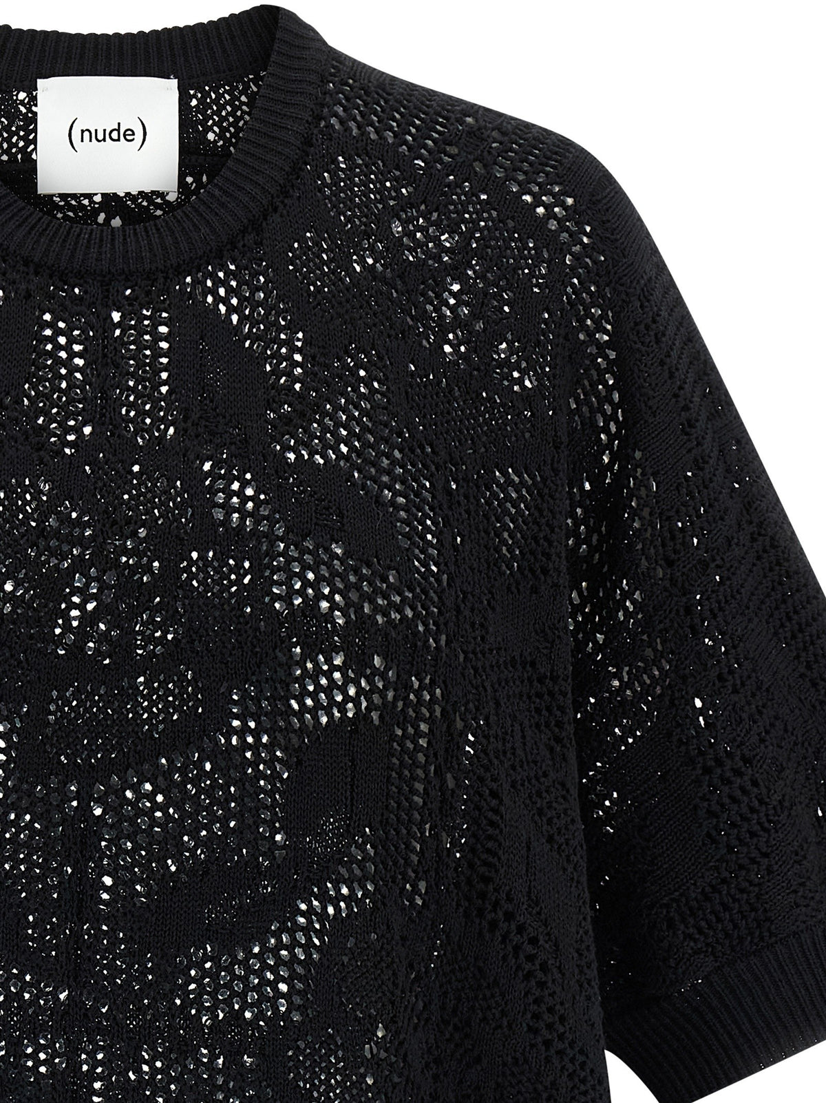Nude Lucy Openwork Cotton Sweater Black, view 3