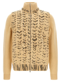 Maison Margiela Openwork Knit Cardigan Beige