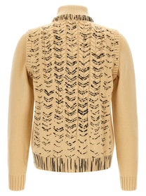 Maison Margiela Openwork Knit Cardigan Beige