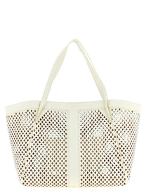 Twin Set Openwork Leather Shopping Bag White