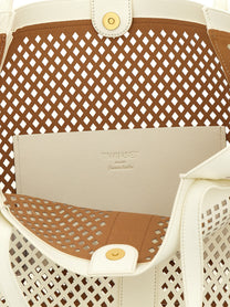 Twin Set Openwork Leather Shopping Bag White