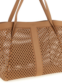 TWINSET Openwork Leather Shopping Bag Brown