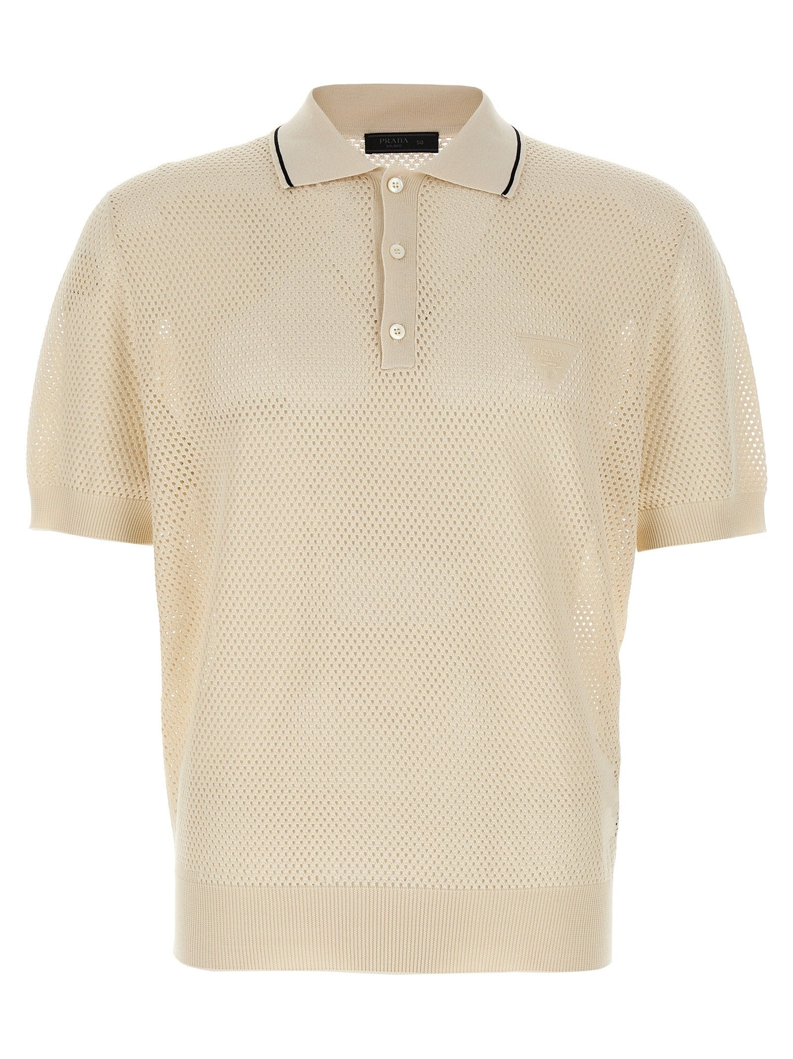 PRADA Openwork Polo Shirt White