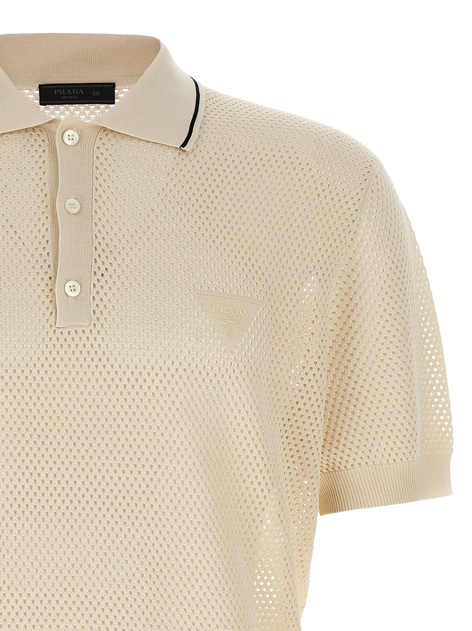 PRADA Openwork Polo Shirt White