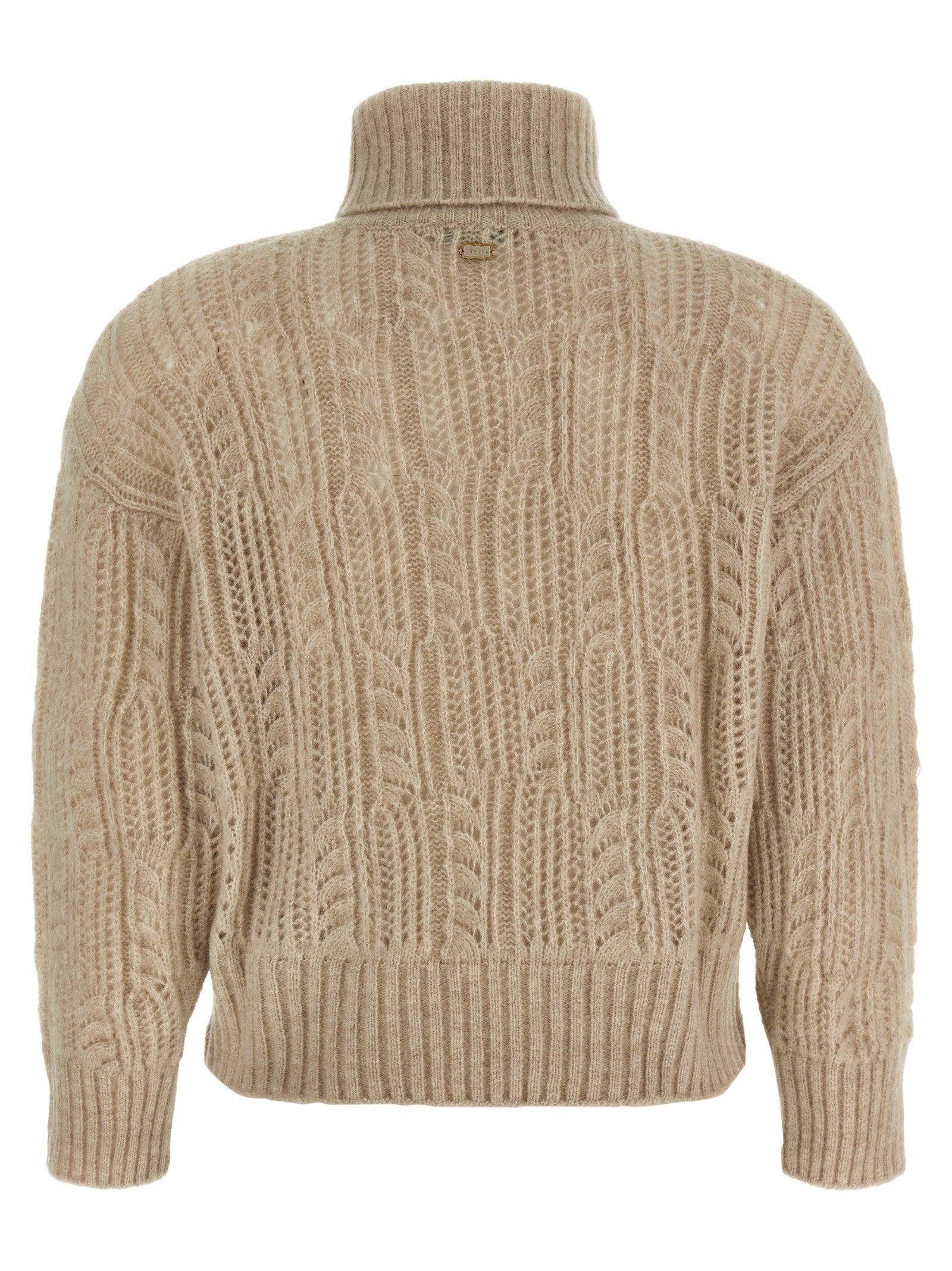 Agnona Openwork Turtleneck Sweater Beige