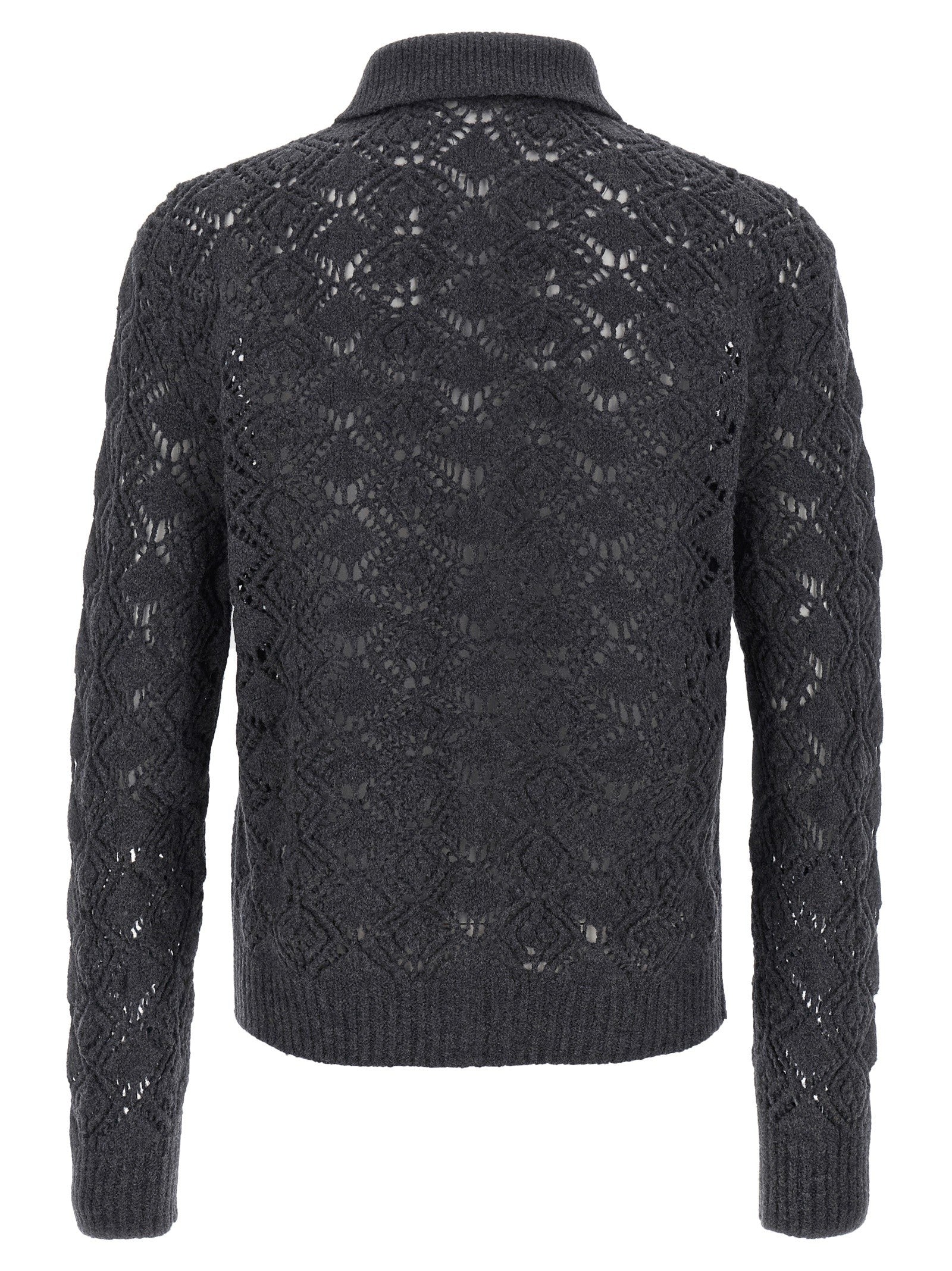 Jil Sander Openwork Wool Cardigan Grey