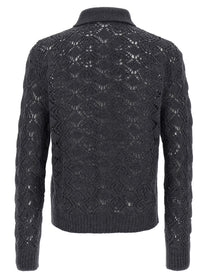 Jil Sander Openwork Wool Cardigan Grey