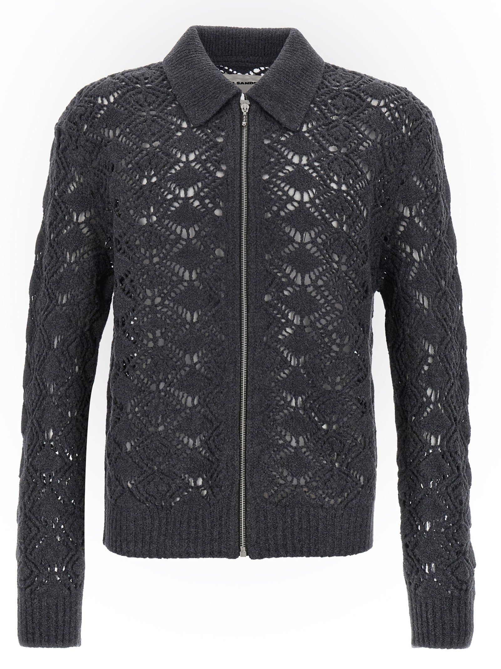 Jil Sander Openwork Wool Cardigan Grey