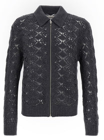 Jil Sander Openwork Wool Cardigan Grey