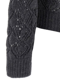 Jil Sander Openwork Wool Cardigan Grey