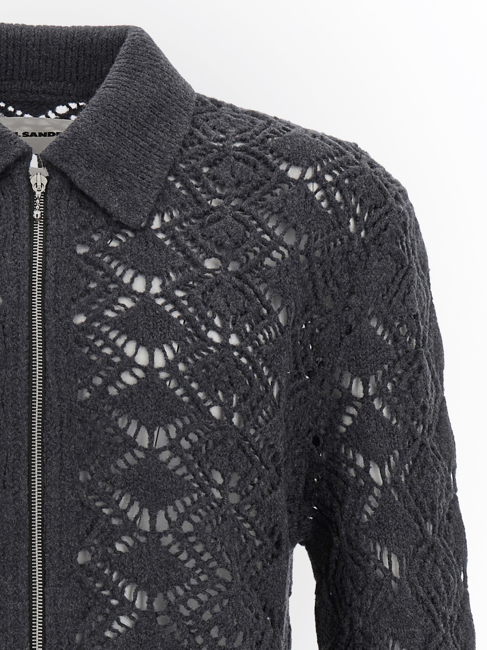 Jil Sander Openwork Wool Cardigan Grey