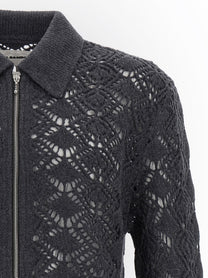 Jil Sander Openwork Wool Cardigan Grey