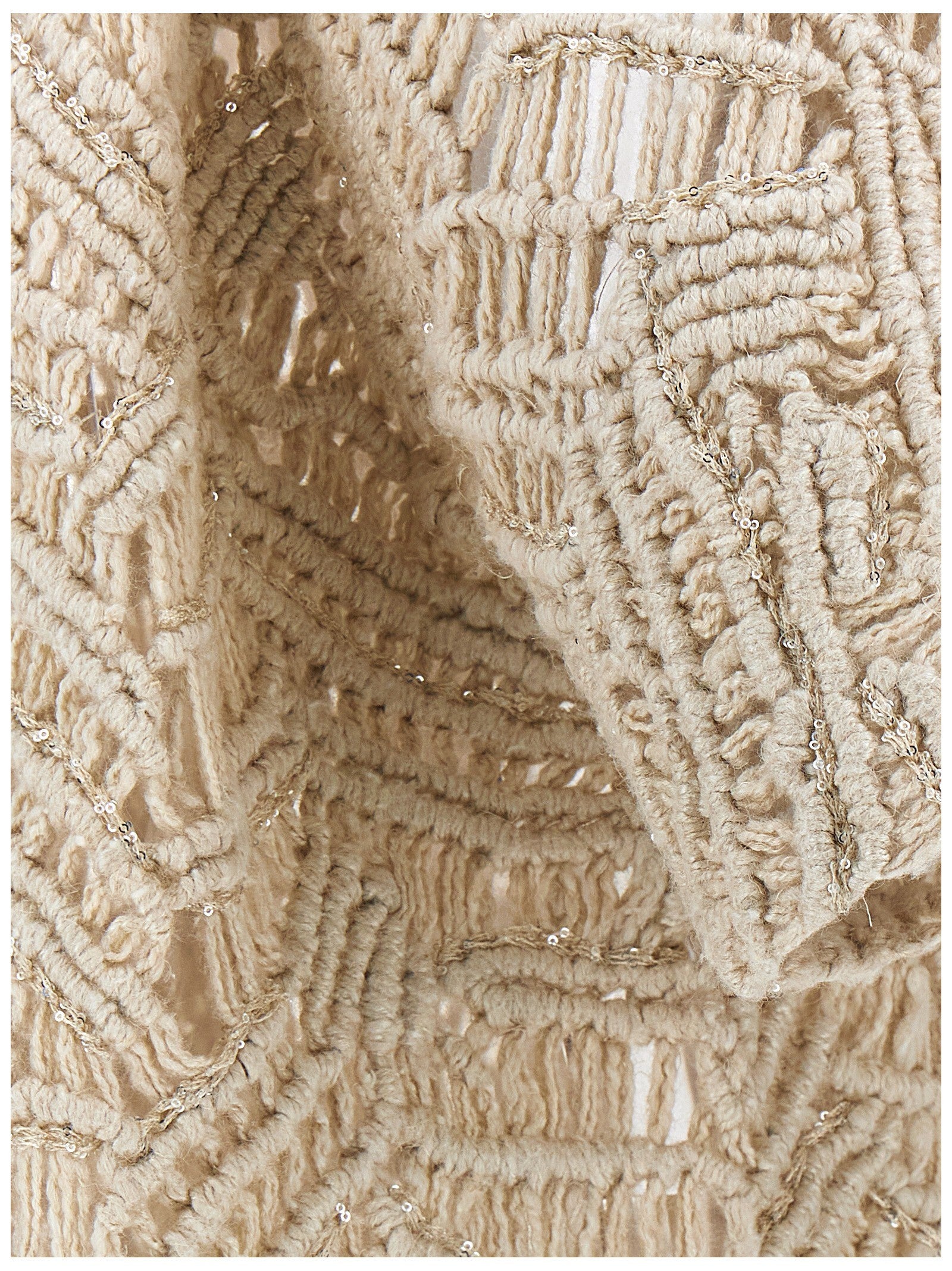 Brunello Cucinelli Opera Dazzling Macramé Cardigan Beige