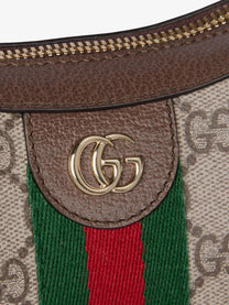 Gucci Women's Ophidia GG Fabric and Leather Shoulder Bag Beige