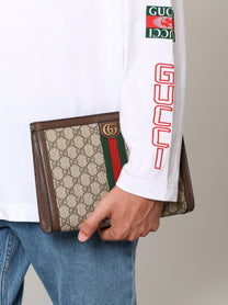 Gucci Men's Ophidia GG Fabric Clutch Bag Beige