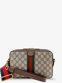Gucci Men's Ophidia GG Supreme Fabric and Leather Crossbody Bag Brown