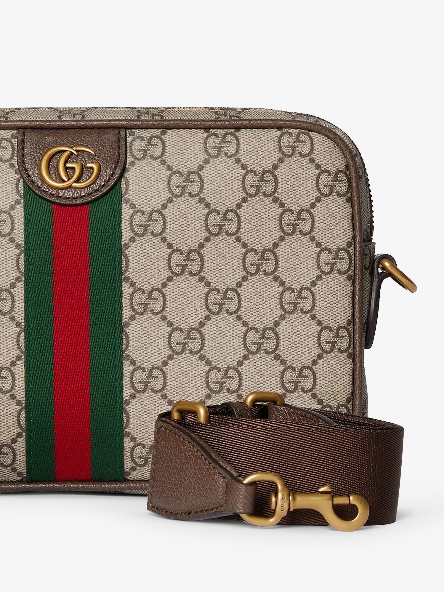 Gucci Men's Ophidia GG Supreme Fabric Crossbody Bag Beige