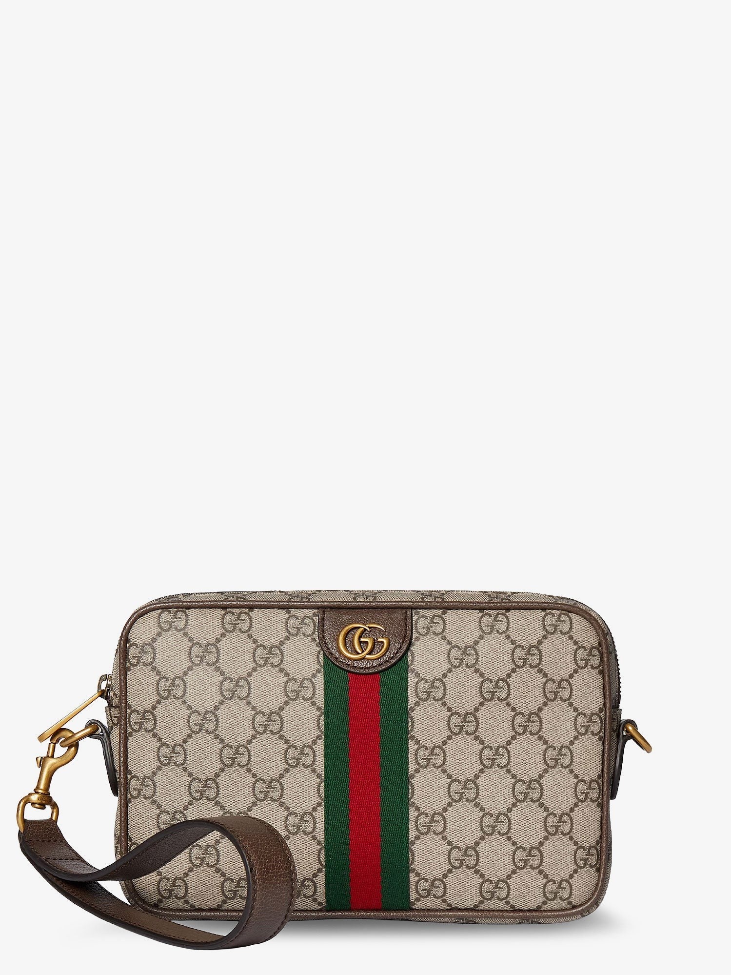 Gucci Men's Ophidia GG Supreme Fabric Crossbody Bag Beige